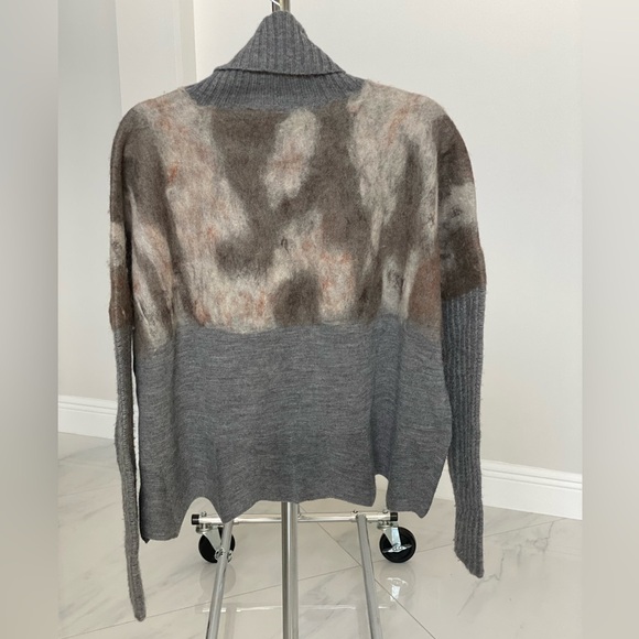 Western style wool turtleneck sweater gray and tan NSF for Intermix size small - Picture 5 of 16